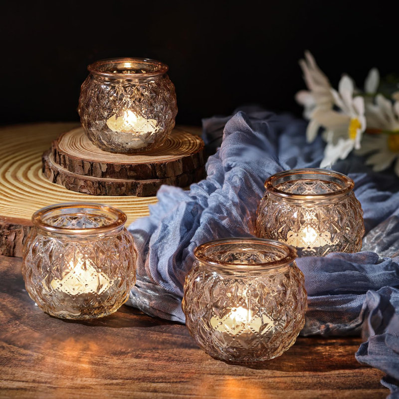 Round glass tea light holders hot sale